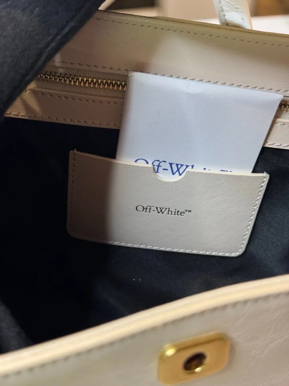 Off-White Jitney East West Shoulder Bag Cream Gold Arrow NWT